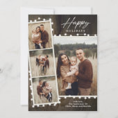 素朴なクリスマス ライト 4 枚の写真のコラージュ シーズンカード (正面)