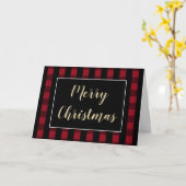 素朴なクリスマス 赤と黒のチェック柄 オーダーメイド カード (黄色い花)