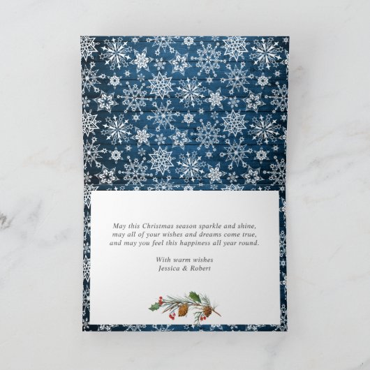 素朴なクリスマス 5枚の写真を使ったグリーティングカード シーズンカード (内部)