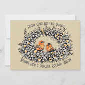 素朴なクリーム色のビンテージスタイルの鳥の巣ファミリー写真 シーズンカード (正面)