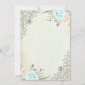 素朴なクリーム ミントグリーン 花柄レース ムスリム ウェディング 招待状 (裏面)