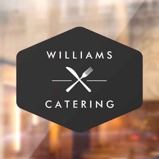 素朴なクロスフォークナイフのロゴマーク ウィンドウサイン (シート2)