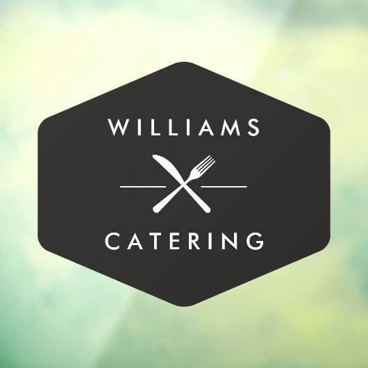 素朴なクロスフォークナイフのロゴマーク ウィンドウサイン (シート3)