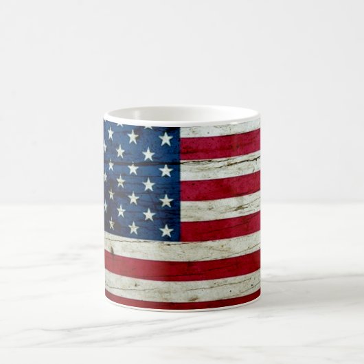 素朴なクールで動揺してな米国旗木 コーヒーマグカップ (中央)
