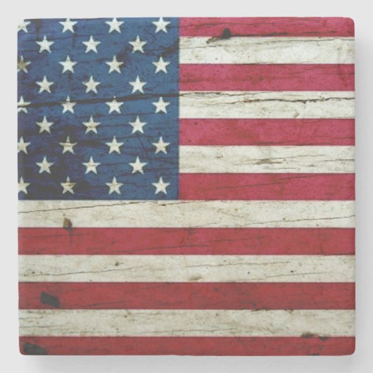 素朴なクールで動揺してな米国旗木 ストーンコースター (正面)