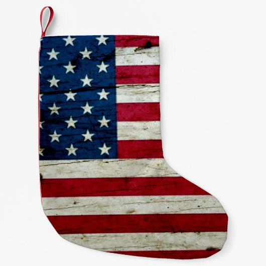 素朴なクールで動揺してな米国旗木 スモールクリスマスストッキング (正面)