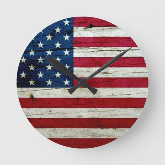 素朴なクールで動揺してな米国旗木 ラウンド壁時計 (正面)