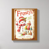 素朴なクールアート冬のカフェ茶色の背景 キャンバスプリント (正面)