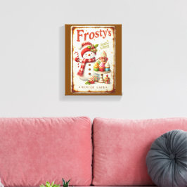 素朴なクールアート冬のカフェ茶色の背景 キャンバスプリント