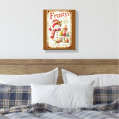 素朴なクールアート冬のカフェ茶色の背景 キャンバスプリント (インサイチュ (寝室))