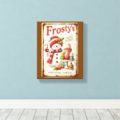 素朴なクールアート冬のカフェ茶色の背景 キャンバスプリント (インサイチュ (ウッドフロア))