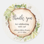 素朴なグリーンと木の赤ちゃんのお披露目パーティー ラウンドシール (正面)
