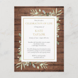 素朴なグリーンのライフセレブレーション招待状 ポストカード