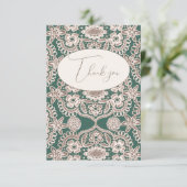 素朴なグリーンのヴィンテージ レース フラット サンクス カード (スタンド正面)