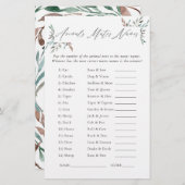 素朴なグリーンの冬のブライダルシャワーゲーム (正面/裏面)