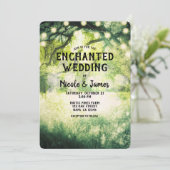 素朴なグリーンの魔法の森のライト ウェディング 招待状 (スタンド正面)