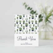 素朴なグリーンデザートサボテンパターン感謝 ポストカード (スタンド正面)