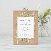 素朴なグリーンリーフのベイビーシャワーポエム サンキューカード (スタンド正面)