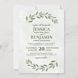 素朴なグリーン シンプル エレガントなセージグリーン ウェディング 招待状