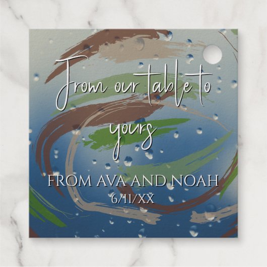 素朴なグリーン、ブラウン＆ベージュの筆跡 フェイバータグ (裏面)