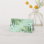 素朴なグリーン ボタニカル フォレスト ニュートラル シャワー プレイスカード (裏面)