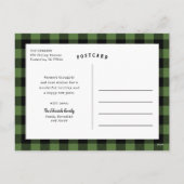 素朴なグリーン メリークリスマス 3 枚の写真の コラージュ シーズンポストカード (裏面)