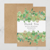 素朴なグリーン ユーカリ ウェディング サンクス サンキューカード (正面/裏面)