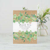素朴なグリーン ユーカリ ウェディング サンクス サンキューカード (スタンド正面)