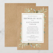 素朴なグリーン 性別問わずシャワー 郵送で 招待状 (正面/裏面)