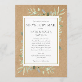 素朴なグリーン 性別問わずシャワー 郵送で 招待状