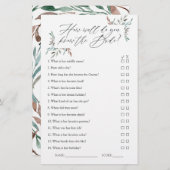 素朴なグリーン Winter ブライダルシャワー ゲーム (正面/裏面)