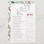 素朴なグリーン Winter ブライダルシャワー ゲーム (正面/裏面)