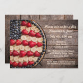 素朴なグルメ7月4日アメリカ米国はフルーツパイに印を付けます 招待状 (正面/裏面)
