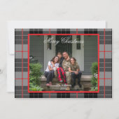 素朴なグレーのフリースのチェック柄のクリスマスの写真 シーズンカード (正面)