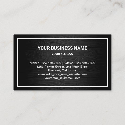 素朴なグレーの木材にゴールドのラグジュアリーカー ハイヤー運転手 名刺 (裏面)