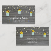 素朴なグレーの木製ライトとメイソンジャーのはな 名刺 (正面/裏面)