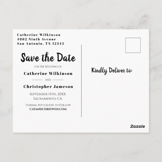 素朴なグレーの納屋の木の花のSave the Date ポストカード (裏面)