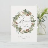 素朴なコットン 松ぼっくり メリークリスマスリース シーズンカード (スタンド正面)