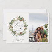 素朴なコットン 松ぼっくり 写真 クリスマスリース シーズンカード (正面)