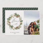 素朴なコットン 松ぼっくり 写真 クリスマスリース シーズンカード (正面/裏面)