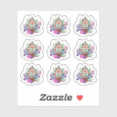 素朴なコテージのシックな花の小屋の水彩画シート シール (シート)