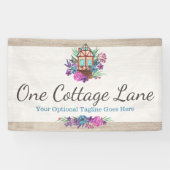 素朴なコテージのシックな花の小屋の水彩画木 横断幕 (横)