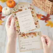 素朴なコテージコアの秋の野花 タン オールインワン招待状