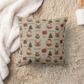 素朴なコテージコア陽気なクリスマス動物&ココア クッション (ブランケット)