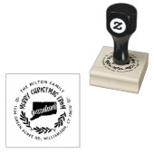 素朴なコネチカットのメリークリスマス差出人住所 ラバースタンプ (押印)