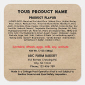 素朴なコネチカット州の別荘風食品ラベル スクエアシール (正面)