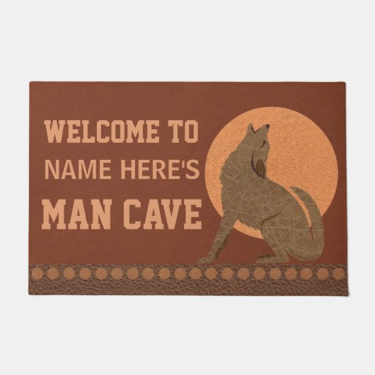 素朴なコヨーテの南西フェイクな革人の洞窟 ドアマット (正面)