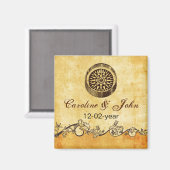 素朴なコンパス航海のウェディングは日付を保存 マグネット (正面/裏面)