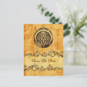 素朴なコンパス航海のウェディングは日付を保存 案内ポストカード (スタンド正面)