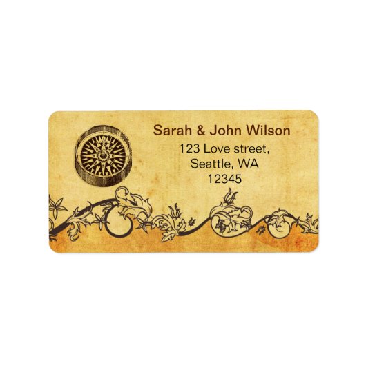 素朴なコンパス 海洋 結婚式 住所ラベル ラベル (正面)